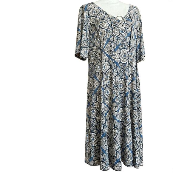 Sami & Jo paisley fit and flare jersey dress short sleeve midi length plus 2X - Picture 12 of 12